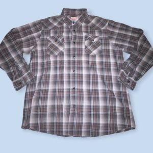 Vintage Wrangler Sz L Mens Plaid Button Down Shirt